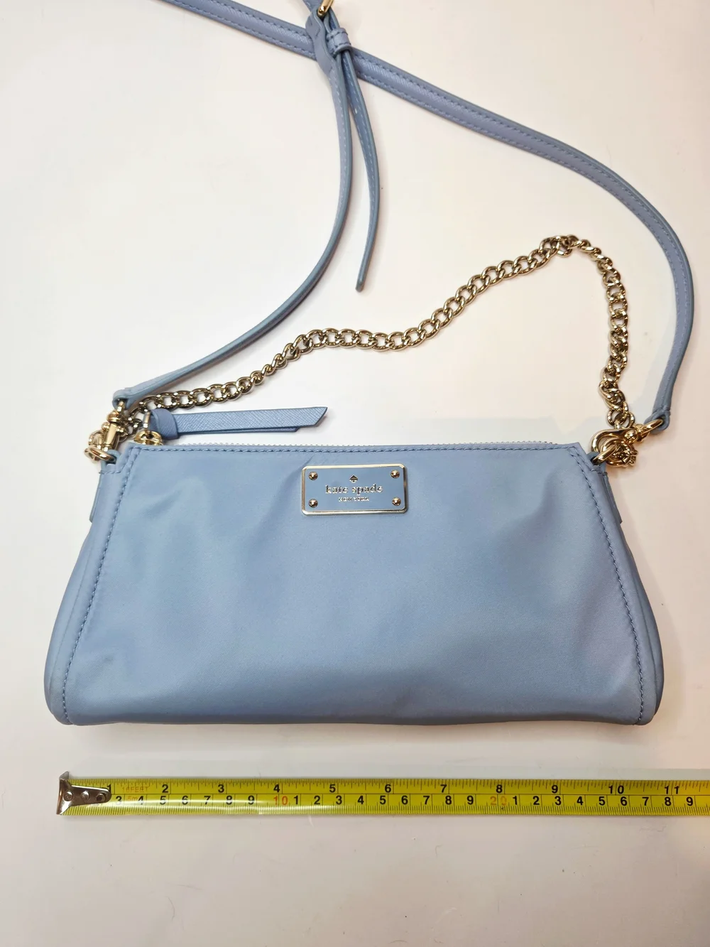 Kate Spade Convertible Crossbody Nylon Purse Baby Blue Baguette Demi Pochette